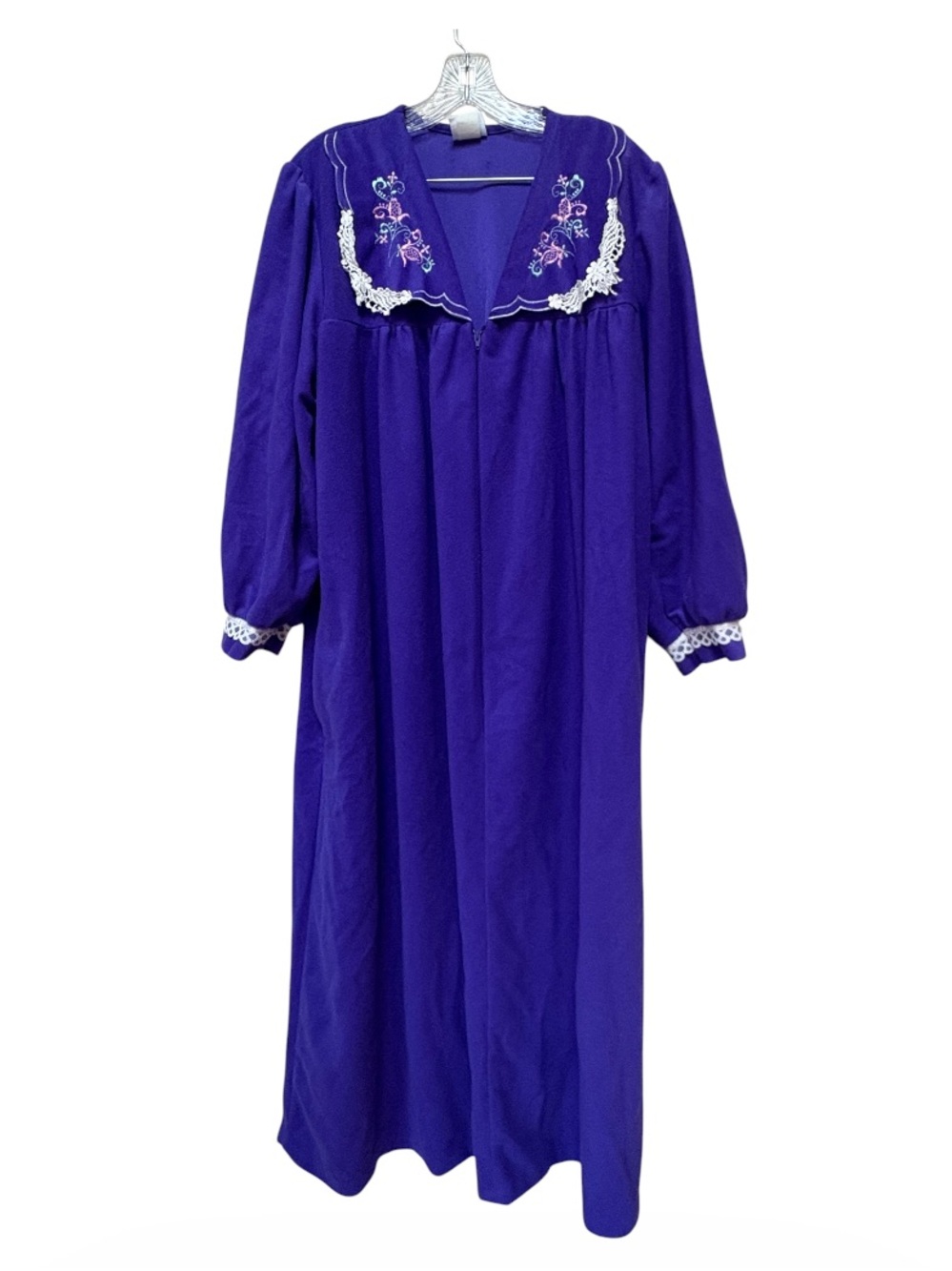 Vintage Quiet Moments 3X Purple Embroidered Lace Maxi Nightgown